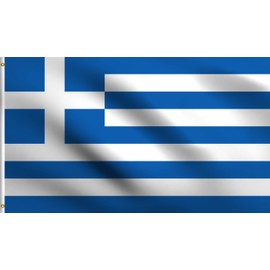 DMSE Greece Greek National Flag 2X3 Ft Foot 100% Polyester 100D Flag UV Resistant (2' X 3' Ft Foot)