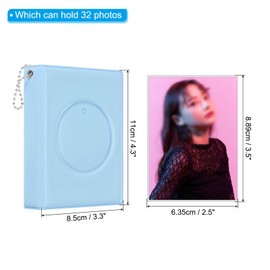 PATIKIL 32 Pockets 3" Mini Photo Card Binder Album for Collectible Small Photo Holder Book, Blue