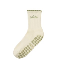 Shapes Studio Crew Half Calf Grip Socks, Cutest Fruits Pilates Socks, Ruffle socks, Non-Slip, Barre Yoga Fitness, Inhale Exhale Petal Trim, 5-10