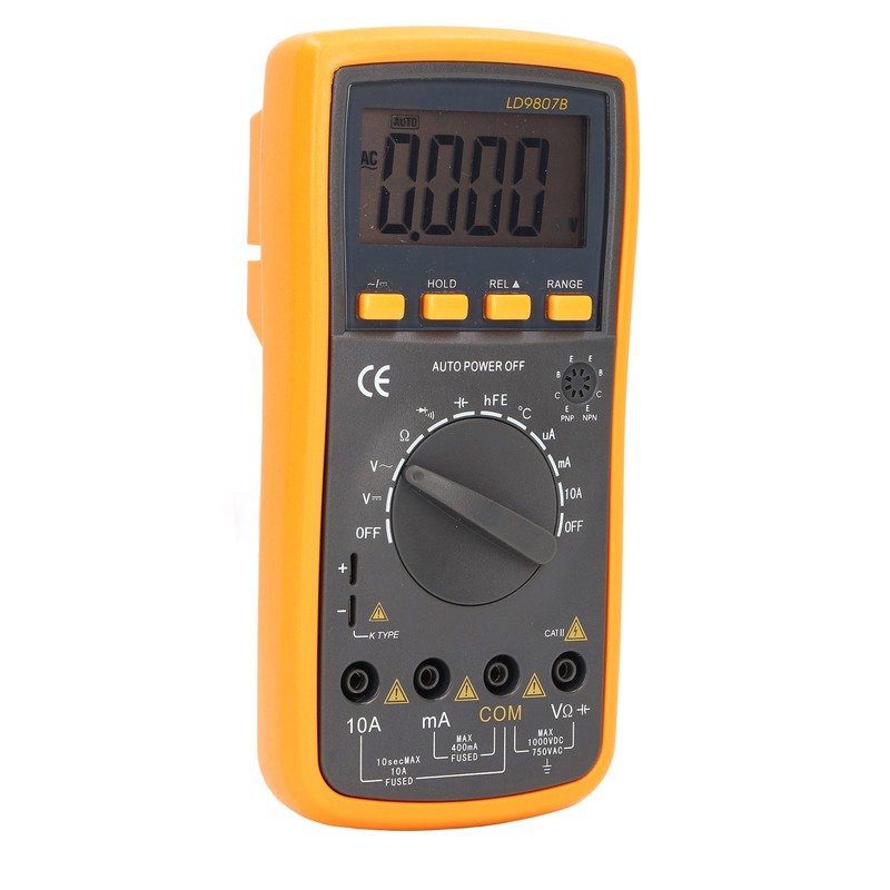 LD9807B Digital Multimeter with Backlight Display Temperature Probe Voltage Current