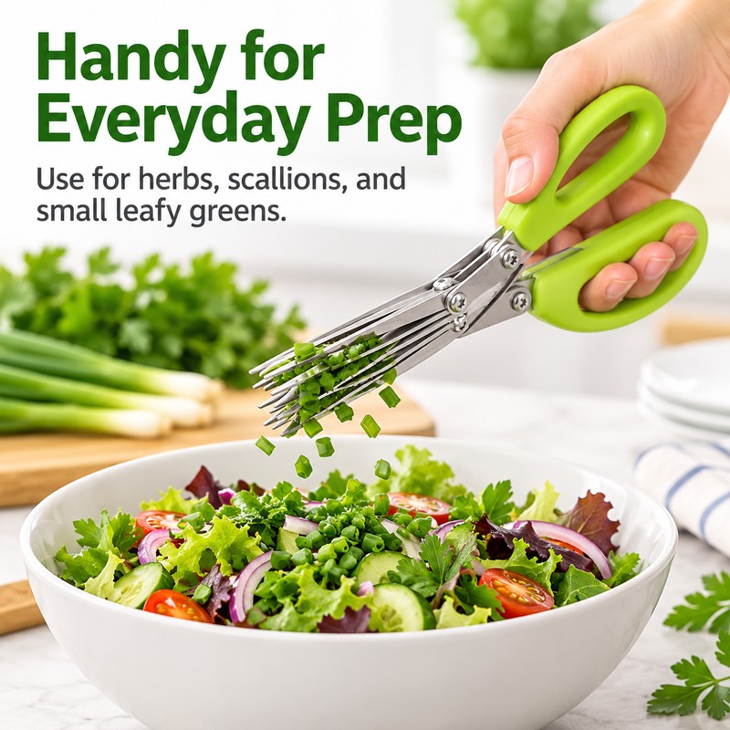 5-Layer Kitchen Scissors for Herb Prep – Multi-Blade Cutter for