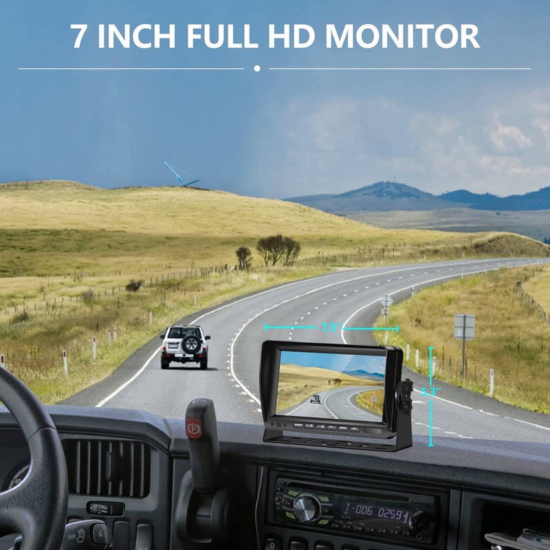 VEKOOTO Dual RV Backup Camera System 7-inch AHD 1080P Split