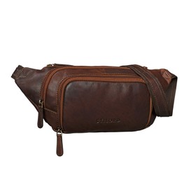 STILORD 'Luke' Bum Bag Leather Men's Vintage Belt Bag Unisex Women's Waist Bag for Travel Festival Concert Leisure Genuine Leather Chest Pocket, Cognac - Dark Brown