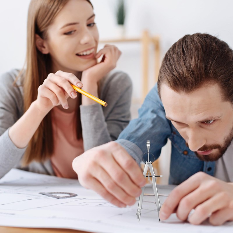 EBOOT Student Geometry Math Set, Metal Drawing Compass and 6