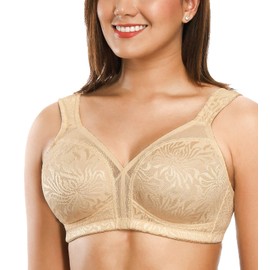 ZeroBound Women's Minimizer Bras Comfort Cushion Strap Wirefree Full Coverage Non-Padded Bra(Deep Nude,38DDD)