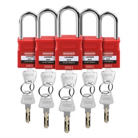 HiLKCO Lockout Tagout Locks - 5 Pack Red Loto Locks, Keyed Differ Padlock OSHA Compliant Lock Out Tag Out Lock Safety Padlocks for Electrical Lockout Tag Out Kits