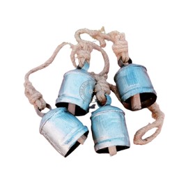 Christmas Set of 4 Shabby Chic Country Style Rustic Metal Hanging Giant Grey Cow Bells Christmas Tree Decorations Bells