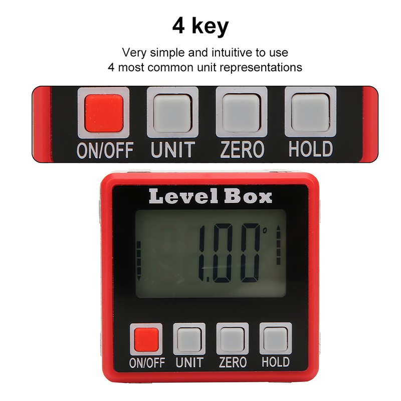 Digital Display Angle Meter Measurement Tool Automatic Backlight 4 Button