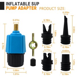 Qblahip Blue Paddle Board Pump Adapter, Inflatable Pump Adaptor, Compressor Paddle Board Pump Adapter with 4 Conventional Air Valve Nozzles Air Pump Attachment for Kayaks/Rubber Boats