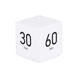 Cube Timer - 5, 15, 30 & 60 Min for Time Management (White) Kitchen & Workout Timer with Adjusted Volume