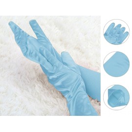 Allegra K Women's Long Sleeve Full Finger Mittens Elegant Gloves Opera Gloves Party Gloves, shiny light blue