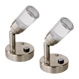 Dream lighting 12V LED Reading Lights with Switch Low Voltage Spotlight for RV Sailboat Camper Interior Blue and 3000K Warm White Lighting 2 Watts 100 Lumens Brushed Nickel Finish, 2 Pack