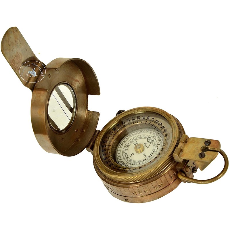 Vintage Compass Military Navigational Marine Brass Devices Pocket Nautical Navigational