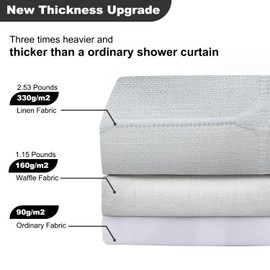 Farmhouse White Extra Long Shower Curtain - Boho Modern Linen Fabric Shower Curtains for Bathroom, XL Large Country Heavy Duty Thick Bathroom Curtain Set with Tassel - Bohemian Shower Curtain 72x84