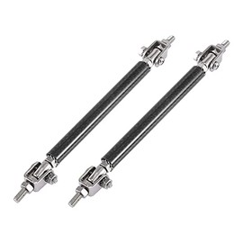 X AUTOHAUX 2pcs 7"-9" Car Adjustable Front Bumper Lip Splitter Strut Tie Rod Bar Universal Black Carbon Fiber Pattern