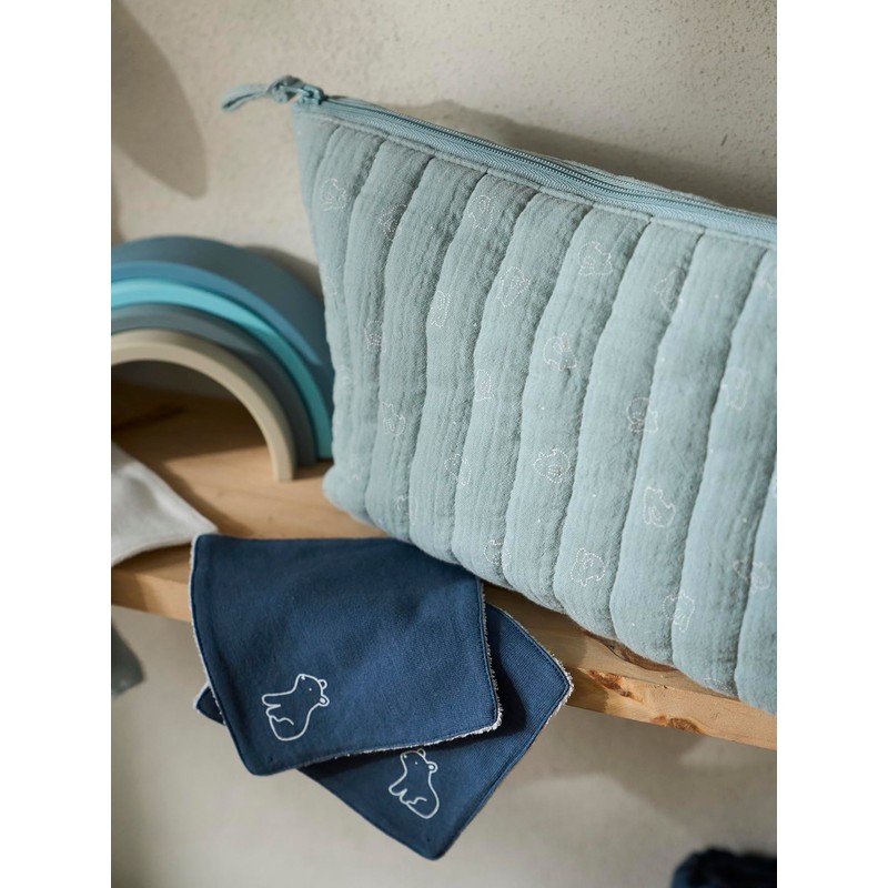 VERTBAUDET Cotton Gauze Toiletry Bag Rabbit, blue