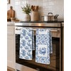 Blue Chinoiserie Fall Pumpkin Kitchen Towels 16x24 in,Set of 2