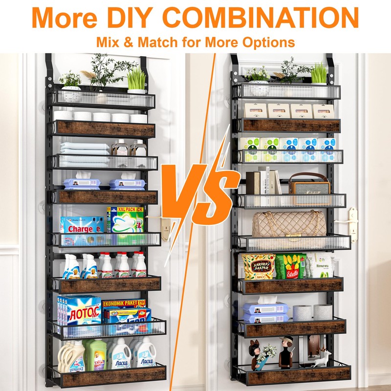 Clothink Over the Door Pantry Organizer,6 Tier Wall Mounted Hanging