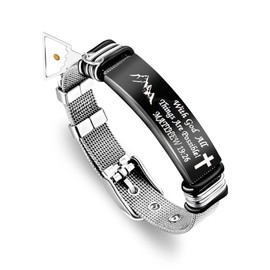 Uloveido - Pulseras inspiradoras con versículo bíblico – Pulsera de malla ajustable con hebilla de cinturón de acero inoxidable, Metal, Resina