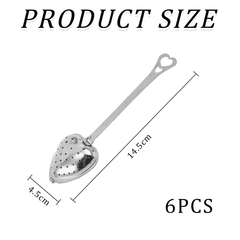 UDNFHL 6 Pieces Heart Shaped Tea Filter Spoon, Creative Tea