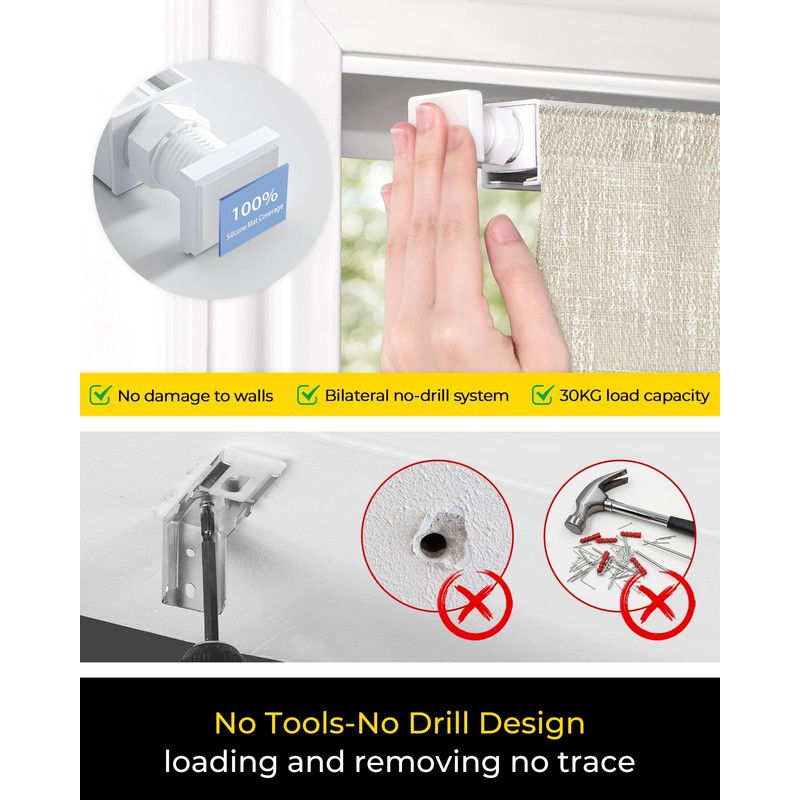No Tools No Drill Cordless Roman Shades for Indoor Windows