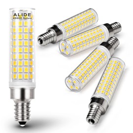 ALIDE E12 100w LED Candelabra Bulbs Replacement C7,4000K Natural White,1200lm T6 10W LED E12 Candle Light Bulbs for Ceiling Fan Pendant Lighting Salt Lamp,Non-dimmable,5 Pack