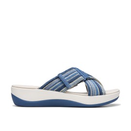 Clarks Women's Arla Wave Slide Sandal, Blue Combi, 8