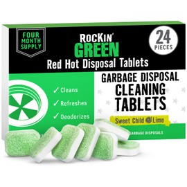 Rockin' Green Garbage Disposal Cleaner and Deodorizer (24 Tablets) - Garbage Disposal Cleaner Tablets Kitchen Sink Cleaner and Deodorizer - Sink Drain Cleaner and Deodorizer (Sweet Child O'Lime Scent)