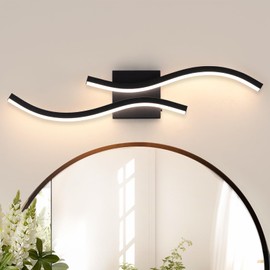 Vloitgol Black Bathroom Vanity Light Fixture, 26W 5CCT Dimmable Modern Led Bathroom Light Fixtures Over Mirror,24inch LED Vanity Lighting Bar for Bathrooms Restroom Restroom Mirror(Black)