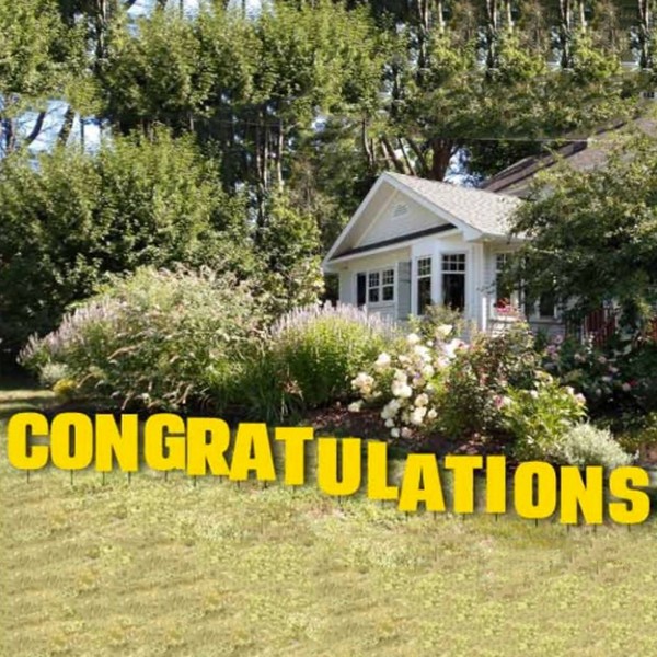 Congratulations- Yard Letters with 20 Short Stakes (Medium Yellow) 12381