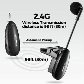 VOEMPHI 2.4G Wireless Saxophone Microphone Clip on Music Instruments Microphone, Wireless Receiver and Transmitter, for Saxophone and more
