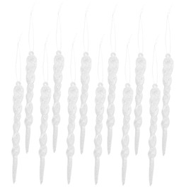PRETYZOOM Pack of 12 Christmas Icicle Ornaments Plastic Hanging Icicle Christmas Decoration Christmas Tree Decoration Christmas Tree Pendant Christmas Party Decoration Ornament White
