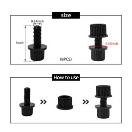 KVAEY 16PCS Nylon License Plate Cover Screws, Motorcycle License Plates Screws Frame Holder Bolts & Nuts, Plastic Nylon License Plate Frame Cover Fasteners Kit for Bike Motorcycle (Black, 8PCS)