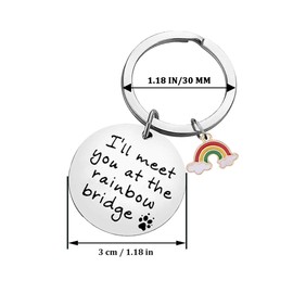 CGBOOM Keychain Pet Memorial Keychain Gift Keychain Pet Loss Gift Pet Sympathy Gift for Dog Lovers Remembrance Gifts for Pet Owner - “ I'll meet you at the rainbow Bridge ” with Rainbow charm