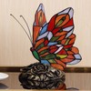 Bieye L10043 Butterfly Tiffany Style Stained Glass Accent Table Lamp