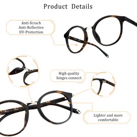 LifeArt Blue Light Blocking Glasses, Anti Eyestrain, Computer Reading Glasses, Gaming Glasses, TV Glasses for Women Men, Anti Glare (Tortoise, No Magnification)