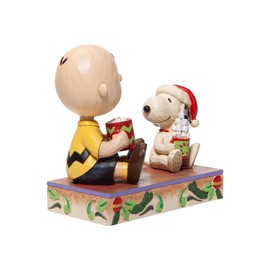 Enesco Jim Shore Peanuts Charlie Brown and Snoopy with Hot Cocoa Figurine, Multicolor