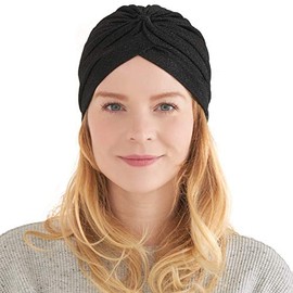 CHARM Womens Fortune Teller Turban - Glitter Fashion Afro Accessory Headwrap Hair Wrap Boho Chemo Hat Black
