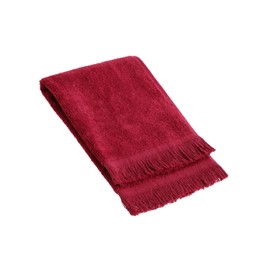 The Holy South - Fringed Reversible Fingertip Hand Towel (Size 11" W x 18" L) Terry Cotton Washcloth Set for Face and Bathroom use. (3, Maroon)