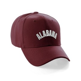 Daxton USA Cities States Baseball Hat Cap Arch Letters, Alabama Burgundy White
