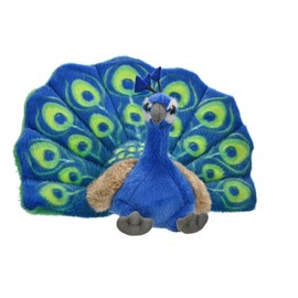 WILD REPUBLIC Peacock Plush, Stuffed Animal, Plush Toy, Kids Gifts, Cuddlekins, 8 Inches,Blue