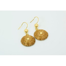 Gold-Plated Mandala Earrings 2 cm Made of Golden Grass with Dot