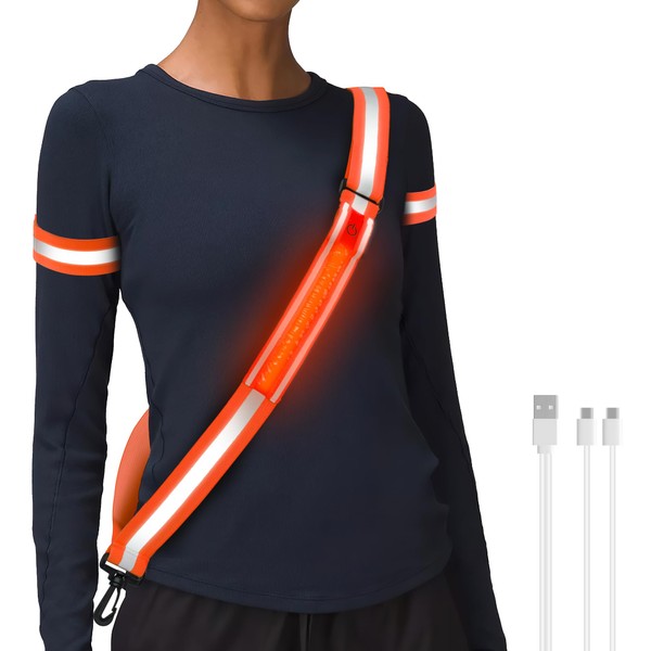 HENMI LED Reflective Belt Sash with Two Arm Reflective Tapes,3