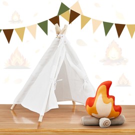 Yoojahow Camping Themed Party Decorations Happy Camping Party Decor with Fake Campfire Plush Tent Theme Centerpiece for Bonfire Birthday Baby Shower Photo Props Ideas Indoor Outdoor Supplies