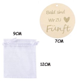 Wooden Plaque Pregnancy Announcement "Bald sind wir zu Dritt - Bald sind wir zu Fourt" - Bald sind wir zu Fünft" - Photo Shooting Baby Announcement; Wooden Sign (to 5th)