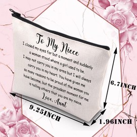 PLITI Niece Makeup Bag Niece Gift from Auntie to My Niece Gift Niece 2022 Graduation Gift Niece Birthday Cosmetic Bag(to My nieceU)