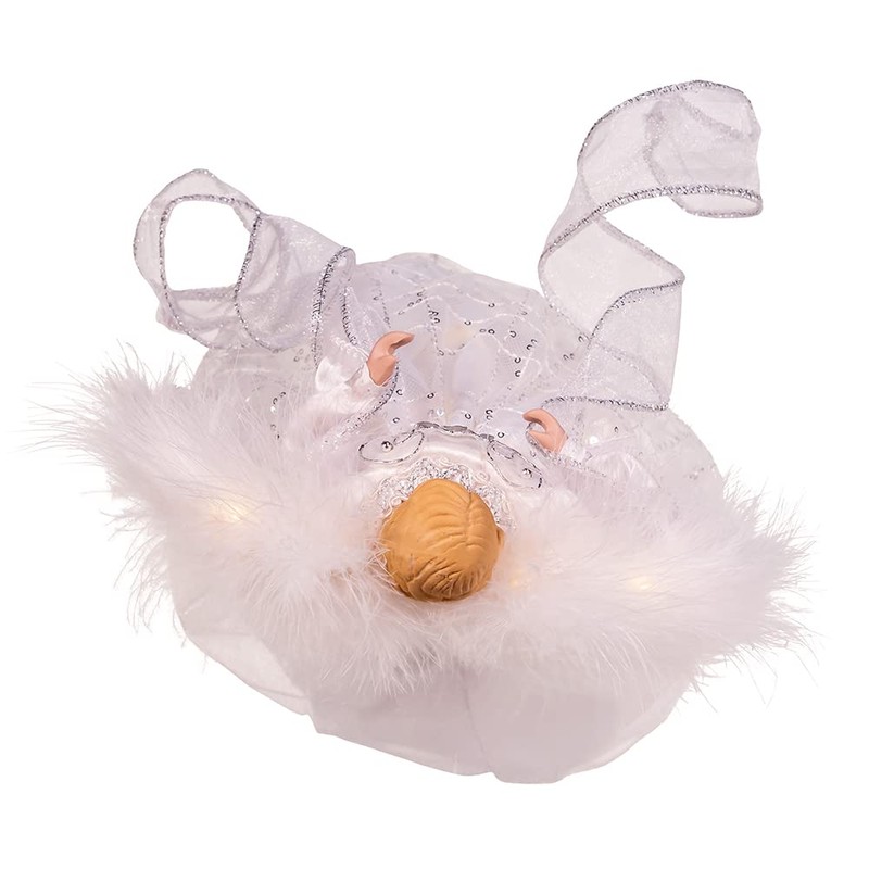 10-Inch Battery-Operated Silver and White Fairy Lighted Angel Tree Topper