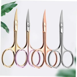 Baluue 4pcs Colorful Stainless Steel Trimming Scissors for Beard and Precision Shears for Home and Barber Shop Use Random Color