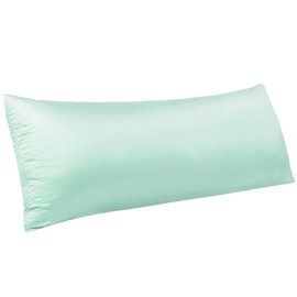 NTBAY Zippered Satin Body Pillow Pillowcase, Silky Slip Cooling Body Pillow Cover, Long Side Hidden Zipper, 20x54 Inches, Cyan