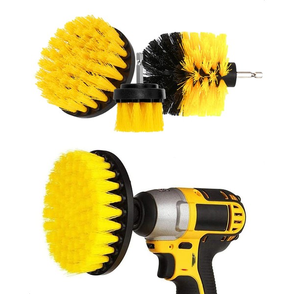 3Pcs Power Drill Brush Attachment - Grout Cleaner for Tile Floors Drill Brush Set Bathroom Cleaner for Pool Tile Tub Shower Scrubber for Cleaning - Kitchen Scrub Brush Car Wash Brush Drill Attachment